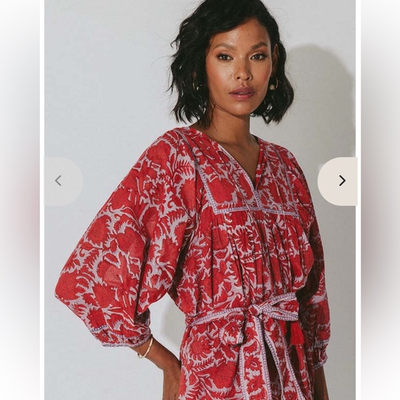 CLEOBELLA KAZ MINI DRESS Floral Print Waist Tie Cotton Fully Lined Size XS NWT - Picture 4 of 13